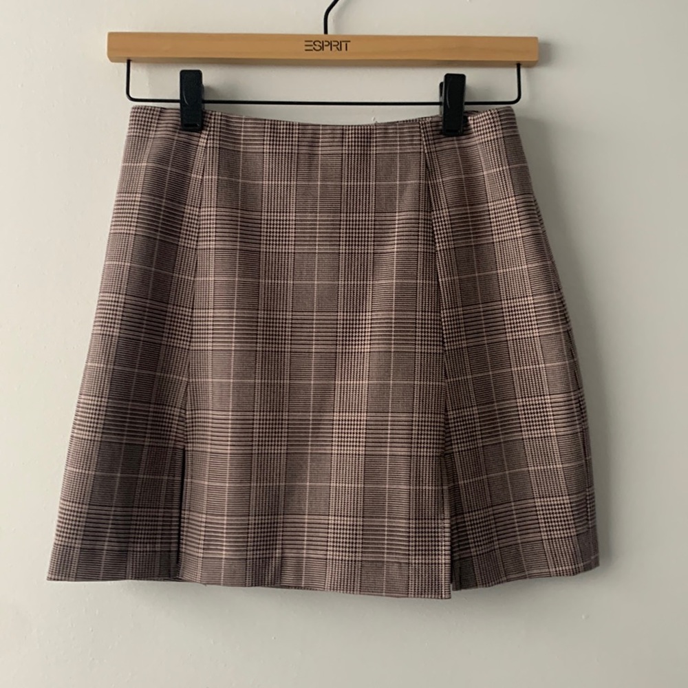 Aritzia Sunday Best Double Slit Plaid Mini Skirt
